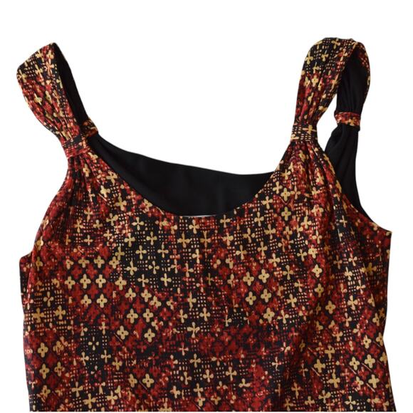 Vintage Anne Klein Burgundy Geometric Silk Tank Top Size Small - Picture 5 of 5